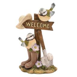 Country Living Blue Tits Welcome Sign - thumbnail 1