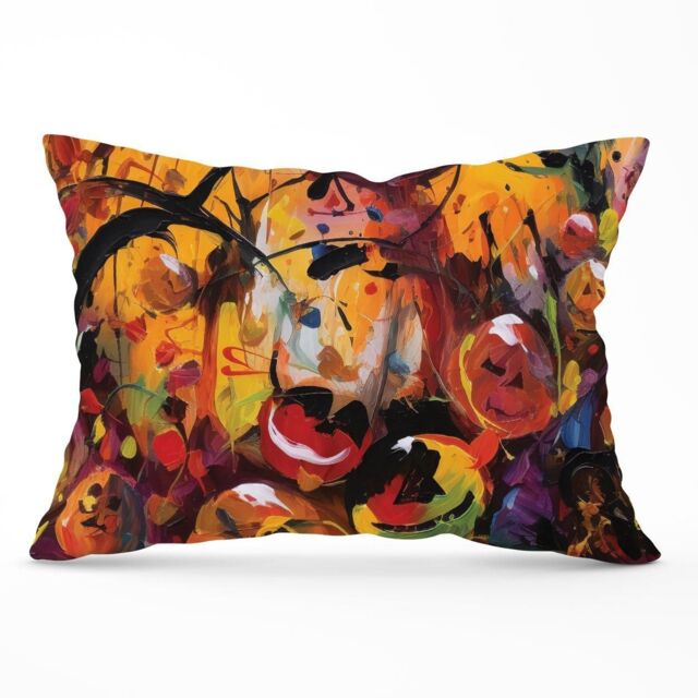 Warren Reed - Designer Abstract Halloween Painting Cushions in Orange - Size: 45 cm x 45 cm - image 1