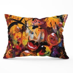 Warren Reed - Designer Abstract Halloween Painting Cushions in Orange - Size: 45 cm x 45 cm - thumbnail 1