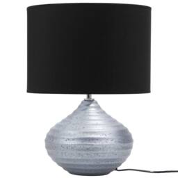 Wyld and Coco Table Lamp - Ribbed Silver Ceramic Base with Black-Silver Shade 42 cm - thumbnail 4