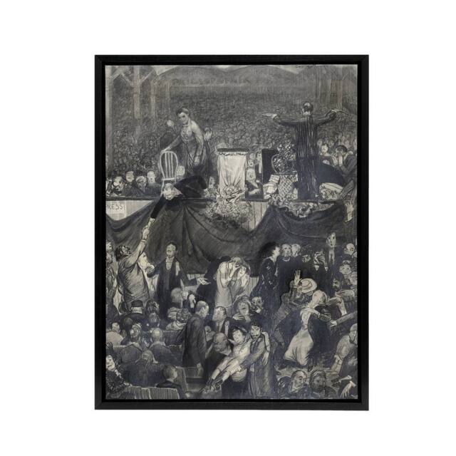 "Artery8 George Bellows The Sawdust Trail Pencil Drawing Framed Canvas Art in Grey - Size: W12"" x H16""" - image 1