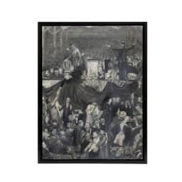 "Artery8 George Bellows The Sawdust Trail Pencil Drawing Framed Canvas Art in Grey - Size: W12"" x H16""" - thumbnail 1