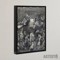 "Artery8 George Bellows The Sawdust Trail Pencil Drawing Framed Canvas Art in Grey - Size: W12"" x H16""" - thumbnail 2