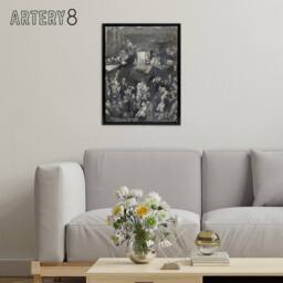 "Artery8 George Bellows The Sawdust Trail Pencil Drawing Framed Canvas Art in Grey - Size: W12"" x H16""" - thumbnail 3