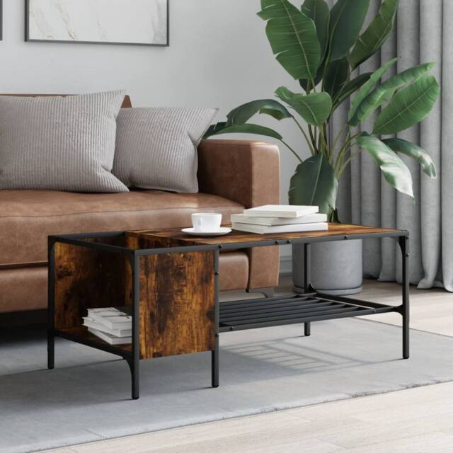 Berkfield Home Decorative Coffee Table with Rack Smoked Oak 100x51x40 cm Enginee in Brown - Size: 100 x 51 x 40 cm - image 1