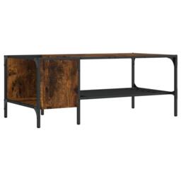 Berkfield Home Decorative Coffee Table with Rack Smoked Oak 100x51x40 cm Enginee in Brown - Size: 100 x 51 x 40 cm - thumbnail 3
