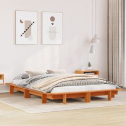 Berkfield Home Bed Frame without Mattress Wax Brown 120x200 cm Solid Wood Pine - Size: Small Double - thumbnail 1