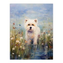 Artery8 West Highland Terrier Claude Monet Style Dog Oil Painting Pastel Colour Portrait Large Wall Unframed Art Poster Print Thick Paper 18X24 Inch - thumbnail 1