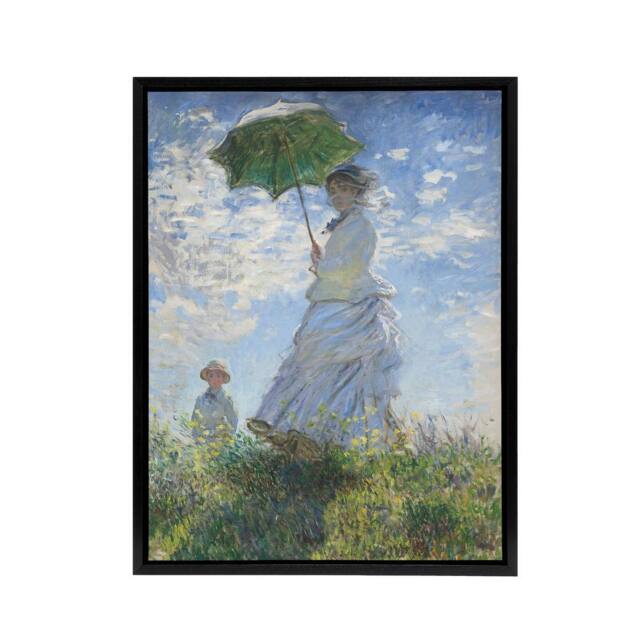 "Artery8 Madame Monet & Her Son Claude Monet Vintage Framed Canvas Wall Art - Size: W12"" x H16""" - image 1