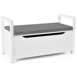 Costway 2 IN1 Wooden Shoe changing Bench Shoe Storage Cabinet Organizer Padded Seat in Grey