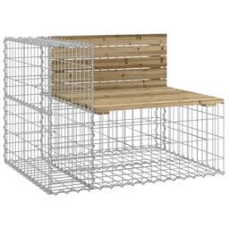 Berkfield Home Beautiful Garden Bench Gabion Design 92x71x65.5 cm Impregnated Wo in Brown - thumbnail 3