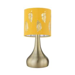 First Choice Lighting Set of 2 Romana - Antique Brass Touch Table Lamps Ochre Fern Shade in Bronze - thumbnail 3