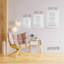 "Artery8 Funny Bathroom Decor Wash Hands White Canvas Wall Art Print - Size: W18"" x H24""" - thumbnail 4