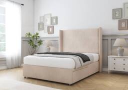 "Sloomy Devonshire Naples Divan Base No Drawers - 54"" Wingback Headboard in Light Sand - Size: Single" - thumbnail 3