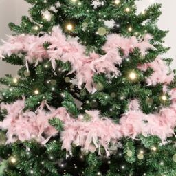 Melody Maison Large Pale Pink Feather Boa Christmas Garland - 182cm (1.82m / 71.6') in Baby Pink