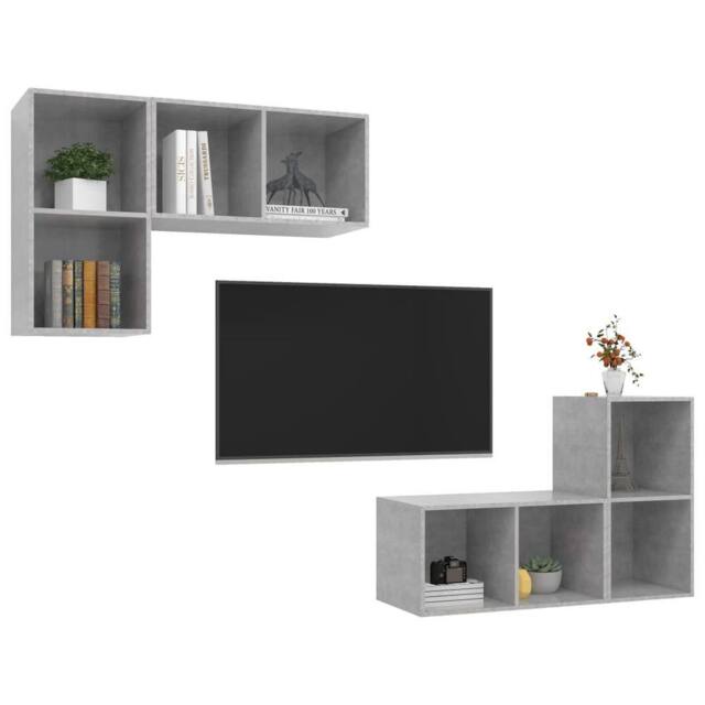 Berkfield Home Practical Wall-mounted TV Cabinets 4 pcs Concrete Grey Engineered Wood - image 1