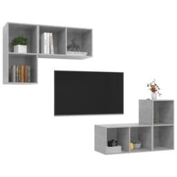 Berkfield Home Practical Wall-mounted TV Cabinets 4 pcs Concrete Grey Engineered Wood - thumbnail 1