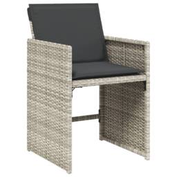 Berkfield Home 9 Piece Garden Dining Set with Cushions Light Grey Poly Rattan in Black - thumbnail 6