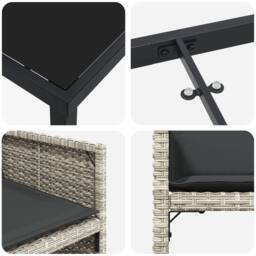 Berkfield Home 9 Piece Garden Dining Set with Cushions Light Grey Poly Rattan in Black - thumbnail 9