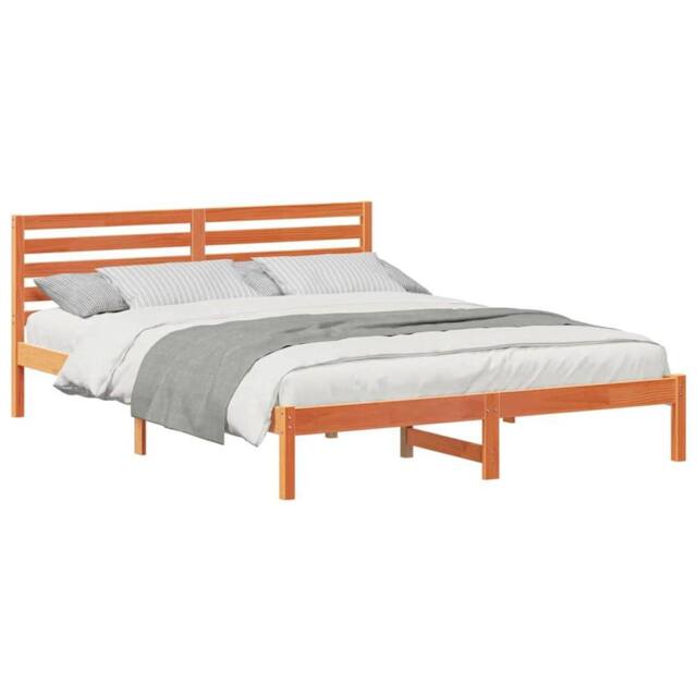 Berkfield Home Elegant with Headboard Wax brown 160 x 220 cm Solid pine wood - image 1