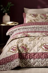 Catherine Lansfield 'Kashmir Paisley Floral' Bedspread in Natural - Size: 200 cm x 200 cm - thumbnail 1