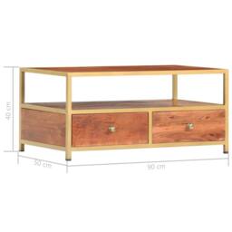 Berkfield Home Coffee Table 90x50x40 cm Solid Acacia Wood in Brown - Size: 90 x 50 x 40 cm - thumbnail 6