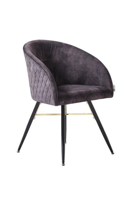 Life Interiors Single Vittorio Velvet Dining Chair with Black Metal Legs, Quilted Design Modern Accent Chair - image 1