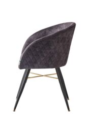 Life Interiors Single Vittorio Velvet Dining Chair with Black Metal Legs, Quilted Design Modern Accent Chair - thumbnail 3