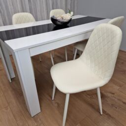 KOSY KOALA Dining Table & 4 Chairs Set White Black Table With 4 Cream Chairs Dining Room Furniture in Brown - thumbnail 5