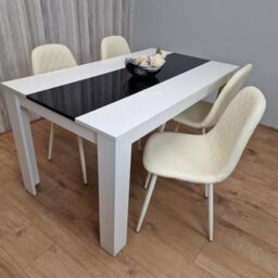 KOSY KOALA Dining Table & 4 Chairs Set White Black Table With 4 Cream Chairs Dining Room Furniture in Brown - thumbnail 6