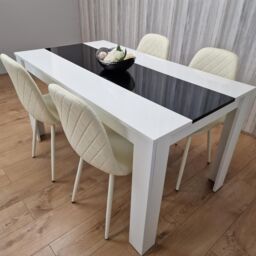KOSY KOALA Dining Table & 4 Chairs Set White Black Table With 4 Cream Chairs Dining Room Furniture in Brown - thumbnail 3