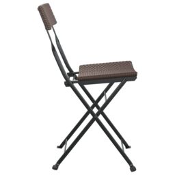 Berkfield Home Folding Bistro Chairs 6 pcs Brown Poly Rattan & Steel - thumbnail 6