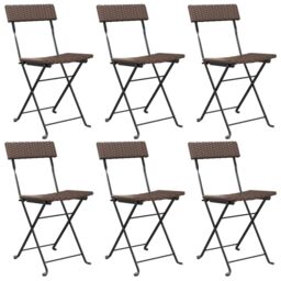 Berkfield Home Folding Bistro Chairs 6 pcs Brown Poly Rattan & Steel - thumbnail 2