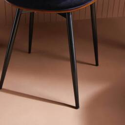 Signature Mannix Walnut-Finish Chair With Velvet Seat in Blue - thumbnail 3