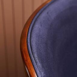 Signature Mannix Walnut-Finish Chair With Velvet Seat in Blue - thumbnail 4