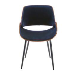 Signature Mannix Walnut-Finish Chair With Velvet Seat in Blue