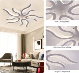 Garwarm 50W LED Flush Mount Ceiling Chandelier for Living Room & Bedroom in White - thumbnail 3