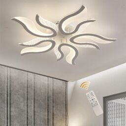 Garwarm 50W LED Flush Mount Ceiling Chandelier for Living Room & Bedroom in White - thumbnail 1