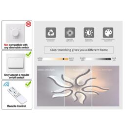 Garwarm 50W LED Flush Mount Ceiling Chandelier for Living Room & Bedroom in White - thumbnail 4