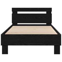 Berkfield Home Bed Frame with LED Lights Black Oak 90x190 cm Engineered Wood - thumbnail 5