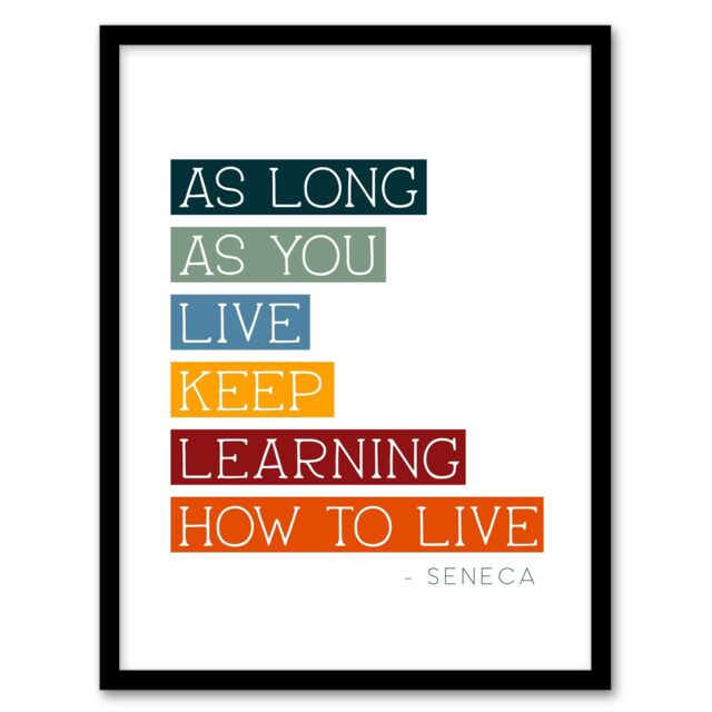 "Wee Blue Coo Wall Art Print Seneca Quote Keep Learning How to Live Philosophy Art Framed - Size: W12"" x H16""" - image 1