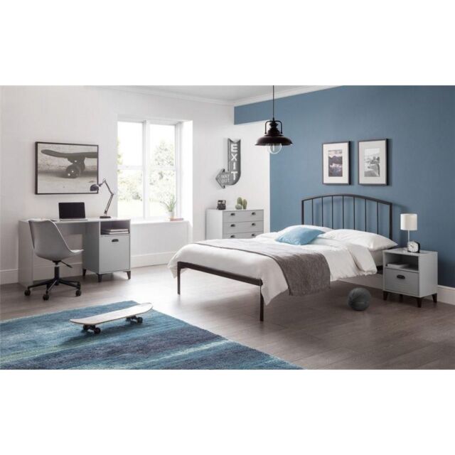 Ashfield Satin Grey Curved Metal Low End Bed Frame in Charcoal - Size: Double - image 1