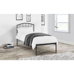Ashfield Satin Grey Curved Metal Low End Bed Frame in Charcoal - Size: Double - thumbnail 2