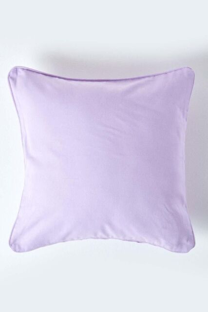 Homescapes Cotton Plain Cushion Cover in Mauve - Size: 60 cm x 60 cm - image 1