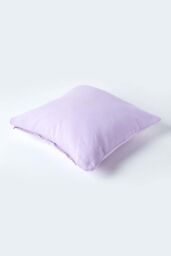 Homescapes Cotton Plain Cushion Cover in Mauve - Size: 60 cm x 60 cm - thumbnail 3