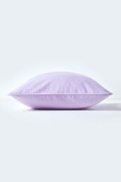 Homescapes Cotton Plain Cushion Cover in Mauve - Size: 60 cm x 60 cm - thumbnail 2
