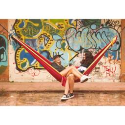 Ticket To The Moon King Size Hammock - Garden Hammock in Burgundy - thumbnail 4