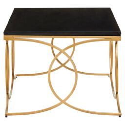 Orsina Black Marble Coffee Table, Gold Finish Stainless Steel Frame, Minimalist Rectangular Coffee Table - thumbnail 3