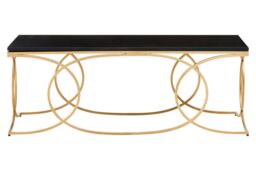 Orsina Black Marble Coffee Table, Gold Finish Stainless Steel Frame, Minimalist Rectangular Coffee Table - thumbnail 6