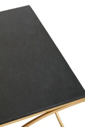 Orsina Black Marble Coffee Table, Gold Finish Stainless Steel Frame, Minimalist Rectangular Coffee Table - thumbnail 5